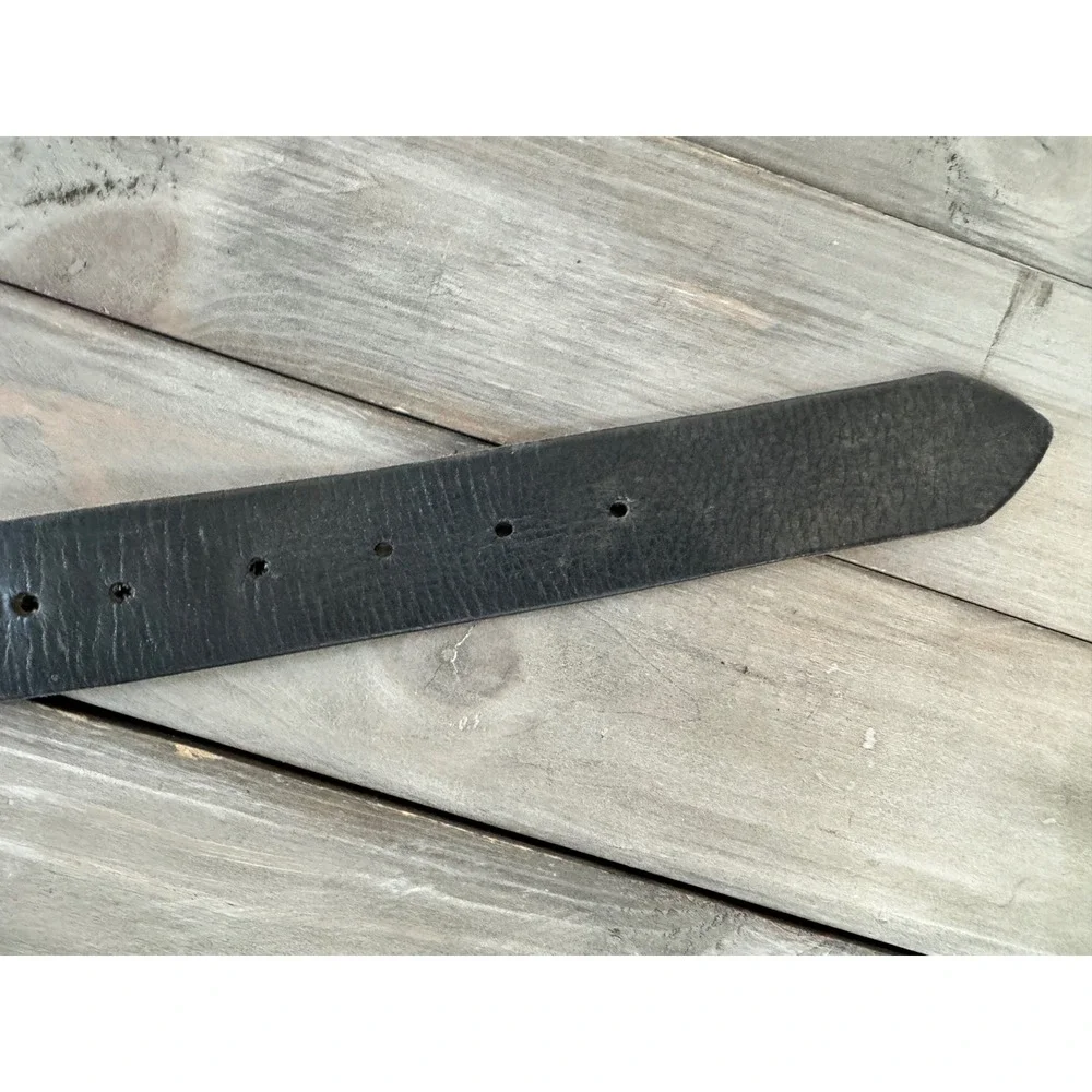 Vintage Concho Belt with South‎ Dakota Trout Belt Hit Line USA Black Leather 44